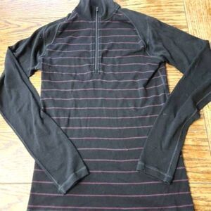 Smartwool Women's Black &pink 1/4 zip Merino Wool sweater sz Small